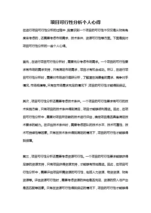 项目可行性分析个人心得