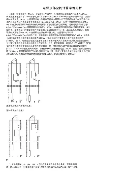 电梯顶部空间计算举例分析