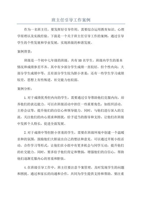班主任引导工作案例