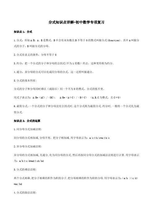 分式知识点详解-初中数学专项复习 (3)