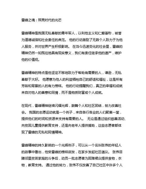 传承雷锋精神 绽放时代光芒 作文