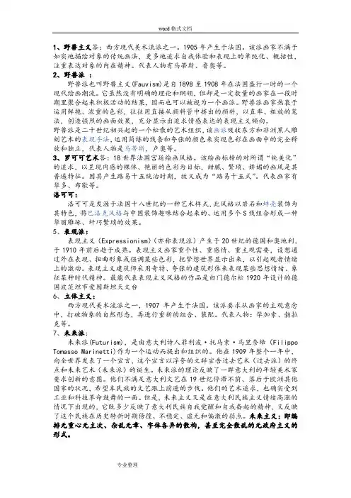 美术试题名词解释