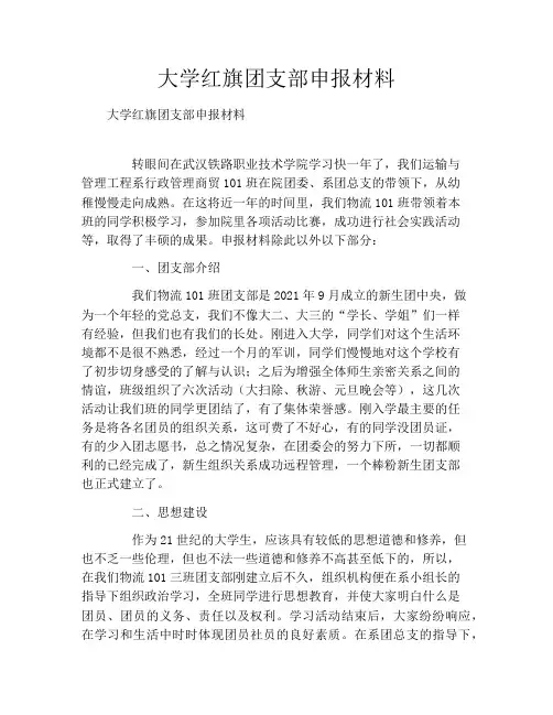 大学红旗团支部申报材料