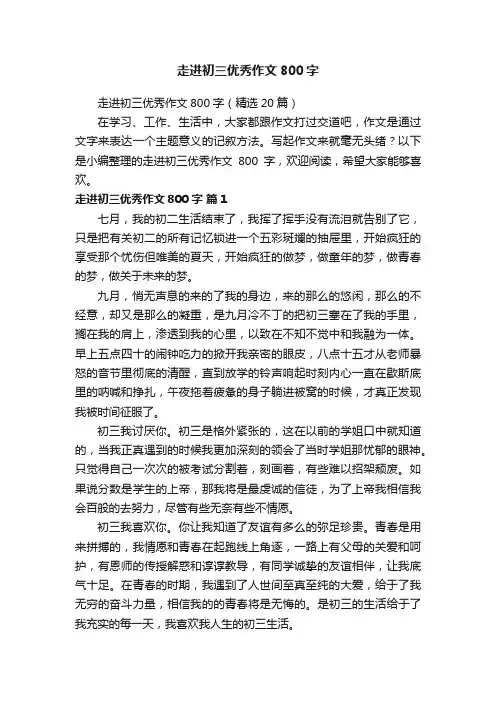 走进初三优秀作文800字(精选20篇)