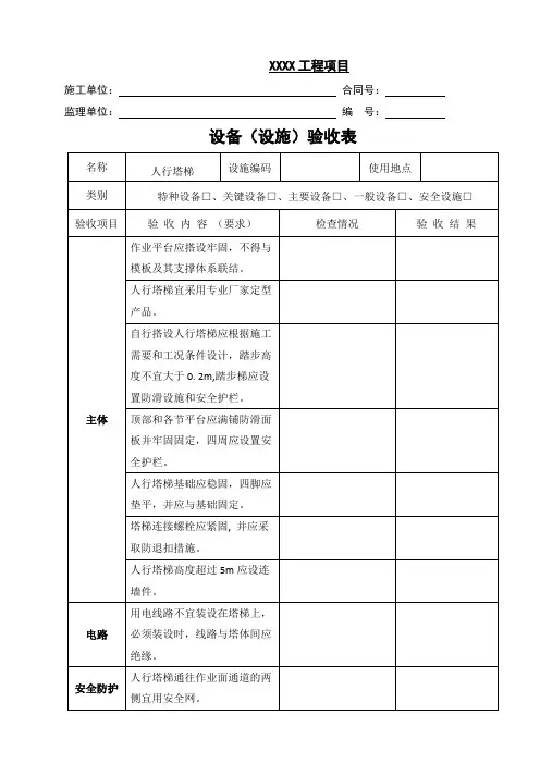 人行塔梯、塔吊检查验收表