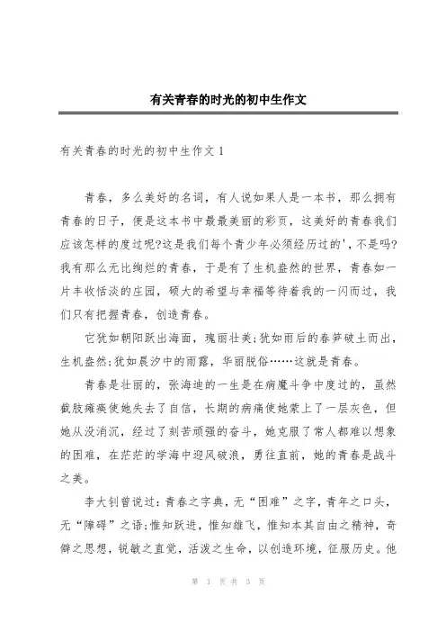 有关青春的时光的初中生作文