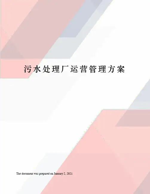 污水处理厂运营管理方案