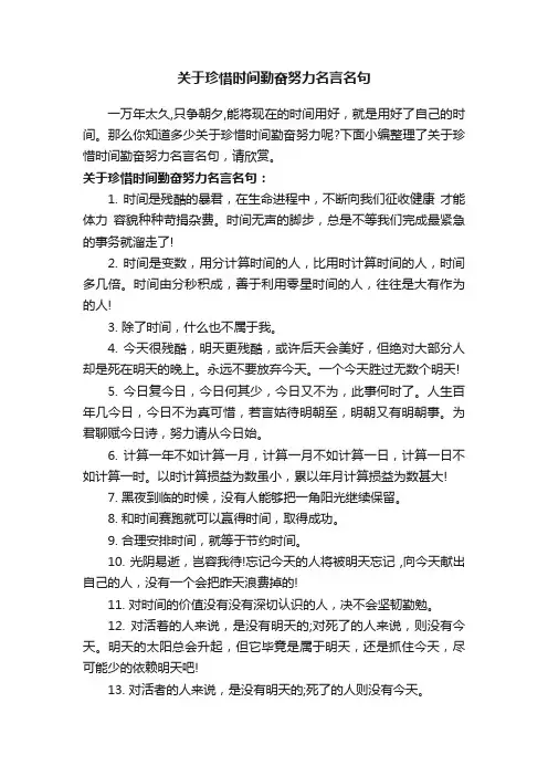 关于珍惜时间勤奋努力名言名句