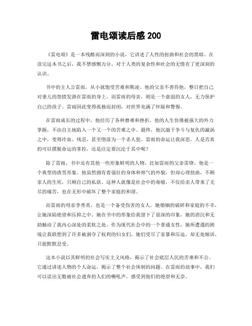 雷电颂读后感200