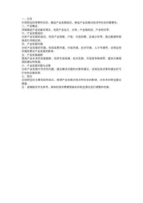 产业发展研究报告模板
