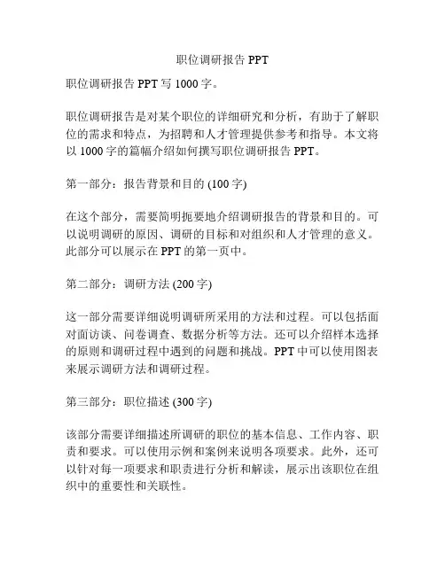 职位调研报告PPT