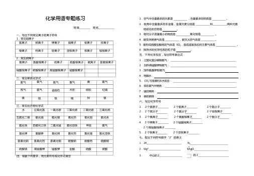 化学用语专题练习(含答案)