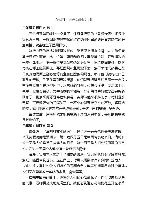 【精品】三年级见闻作文6篇
