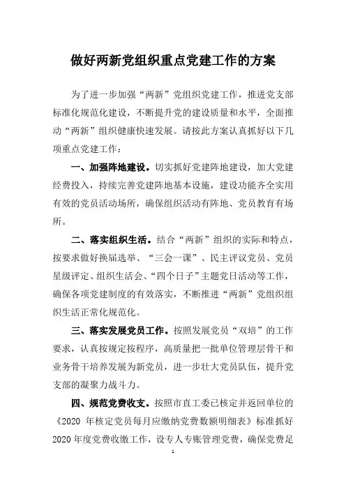 做好两新党组织重点党建工作的方案