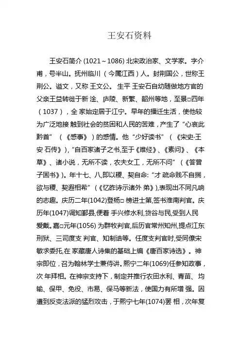 王安石个人资料