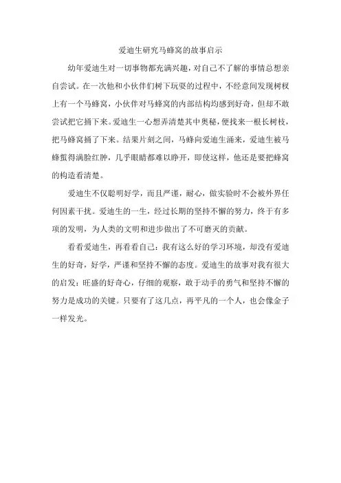 爱迪生研究马蜂窝的故事启示