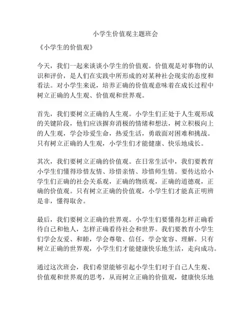 小学生价值观主题班会