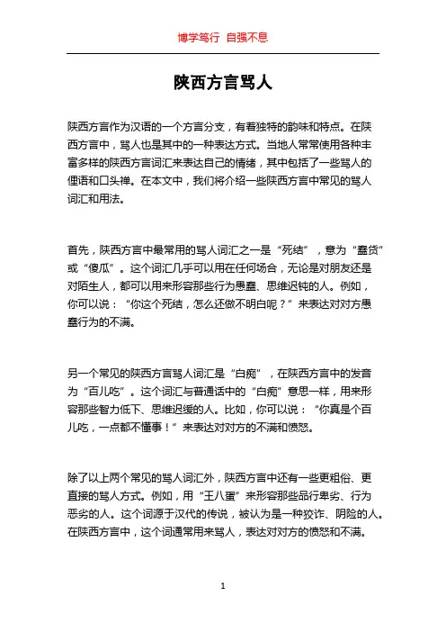 陕西方言骂人