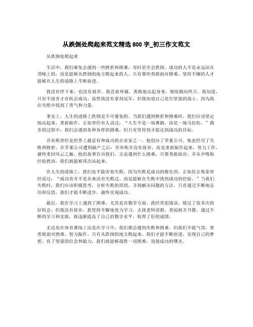 从跌倒处爬起来范文精选800字_初三作文范文