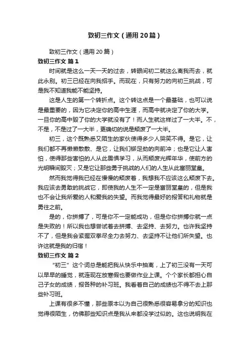 致初三作文（通用20篇）