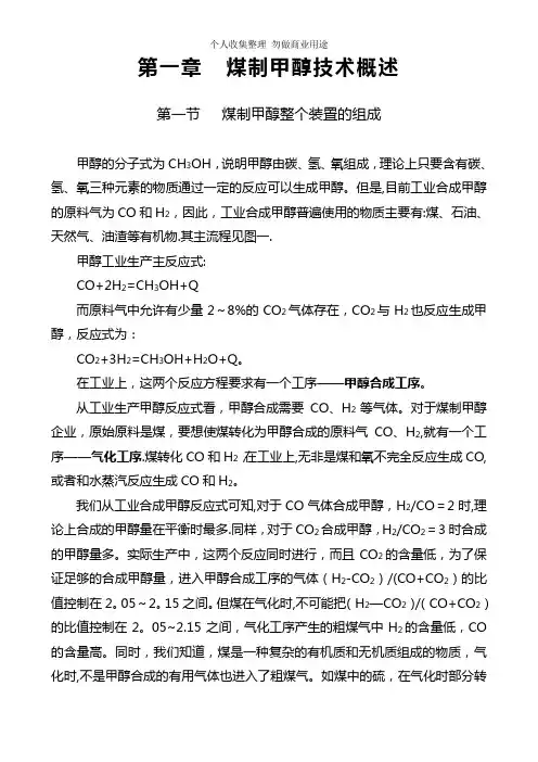 第一章煤制甲醇技术概述