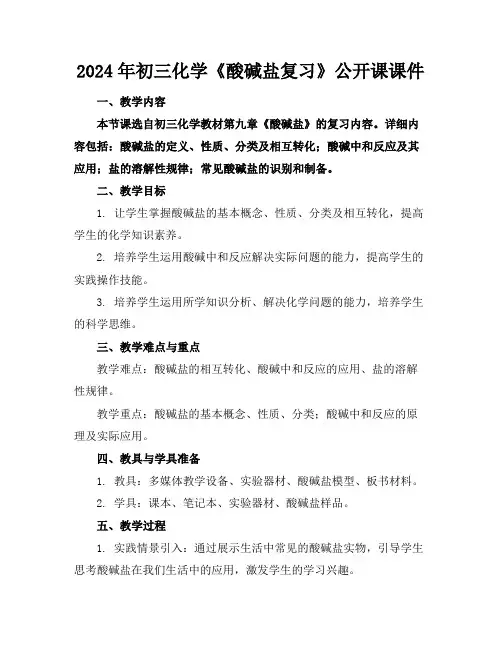 2024年初三化学《酸碱盐复习》公开课课件