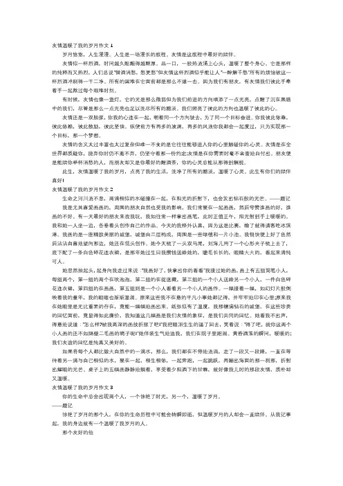 友情温暖了我的岁月作文