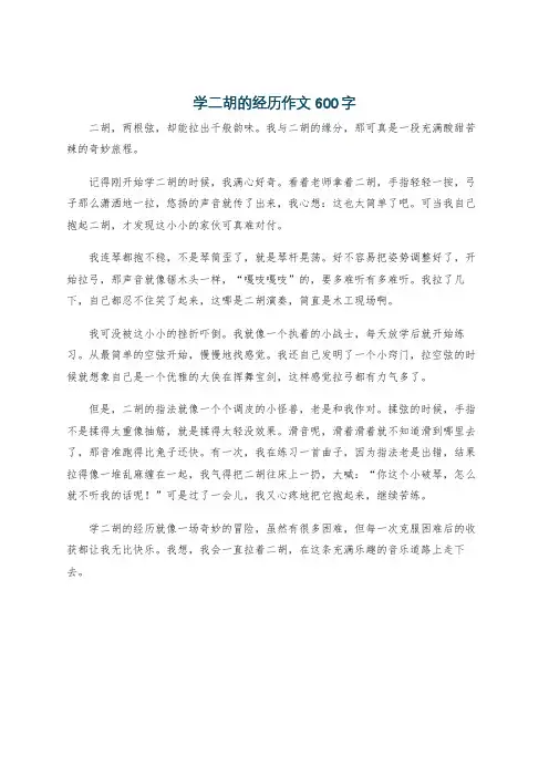 学二胡的经历作文600字