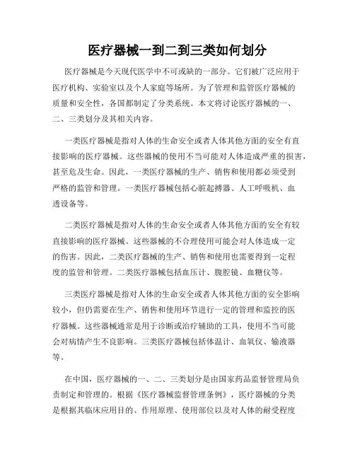 医疗器械一到二到三类如何划分