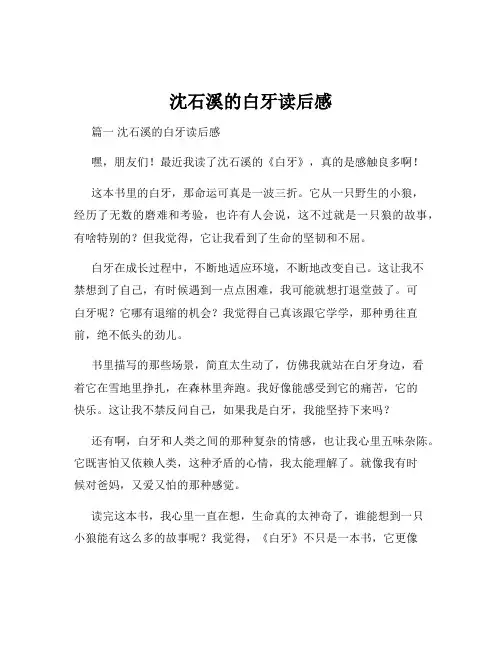 沈石溪的白牙读后感