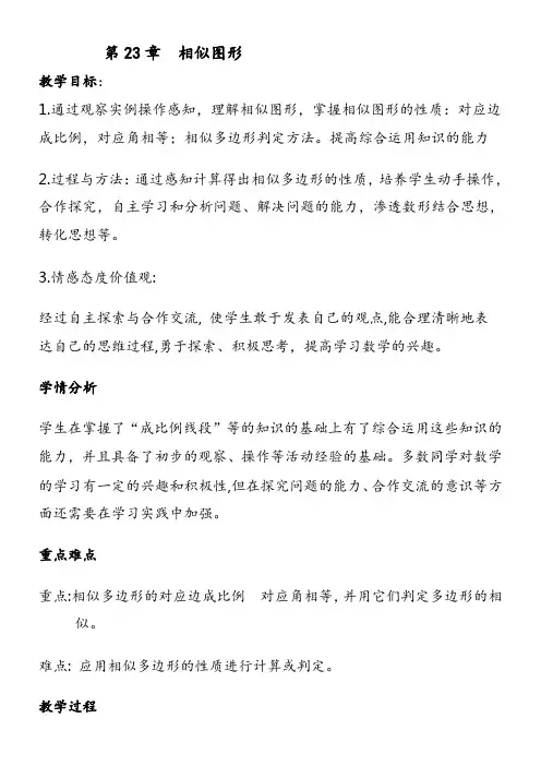 华东师范大学出版社初中数学九年级上册   相似图形 精品