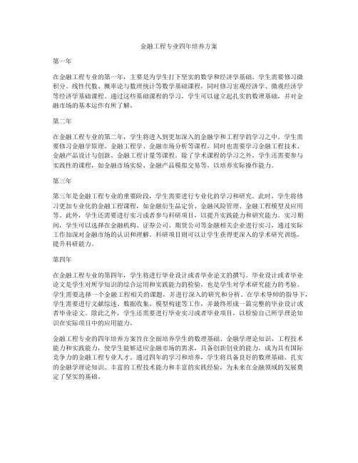 金融工程专业四年培养方案