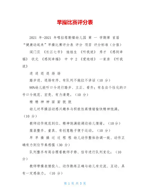 早操比赛评分表