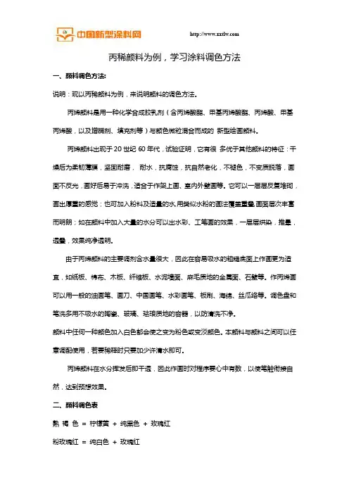 丙稀颜料为例,学习涂料调色方法