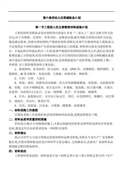 劳动力及资源配备计划