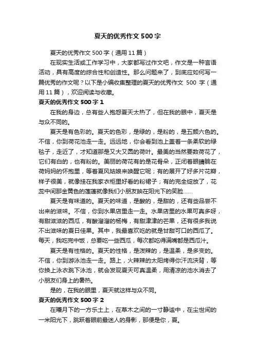 夏天的优秀作文500字