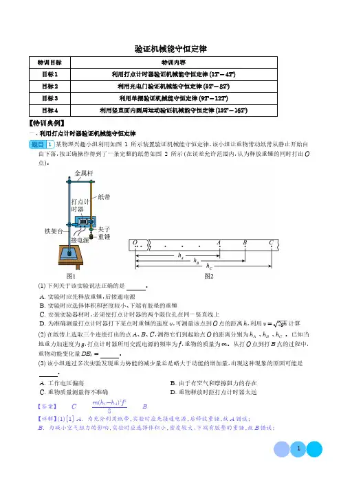 验证机械能守恒定律-2024年高考物理一轮复习热点重点难点(解析版)