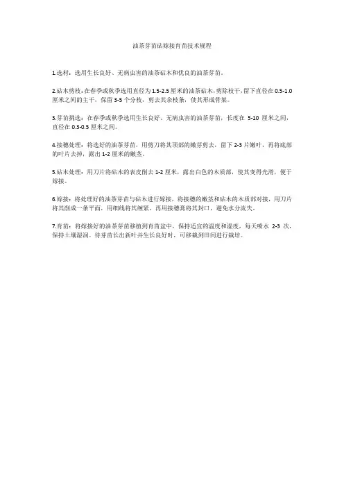 油茶芽苗砧嫁接育苗技术规程