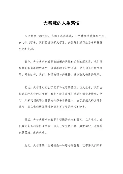 大智慧的人生感悟
