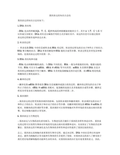 基因表达的知识点总结