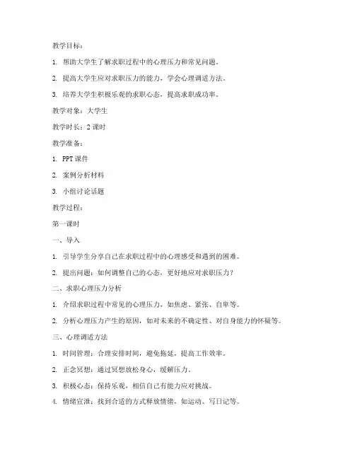 大学生求职心理调试教案