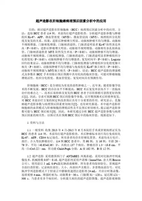 超声造影在肝细胞癌病理预后因素分析中的应用