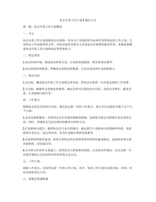 协会年度工作计划3篇怎么写