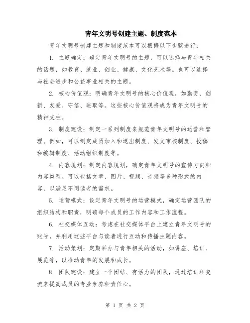 青年文明号创建主题、制度范本