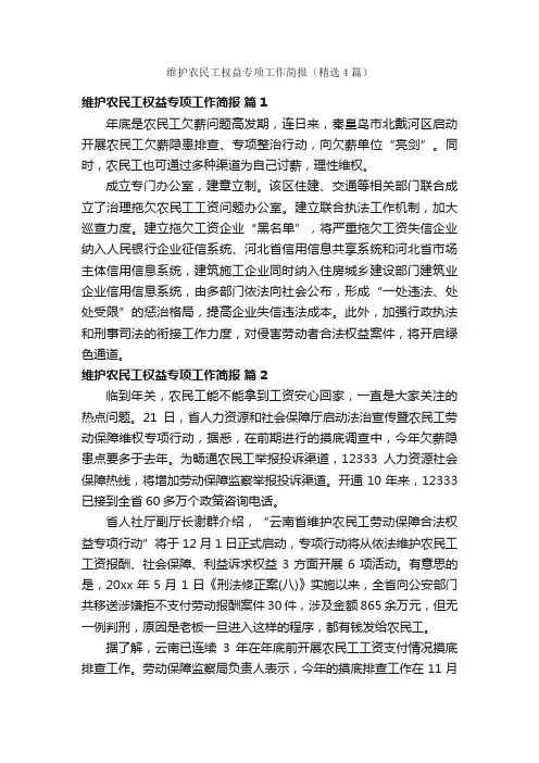 维护农民工权益专项工作简报（精选4篇）