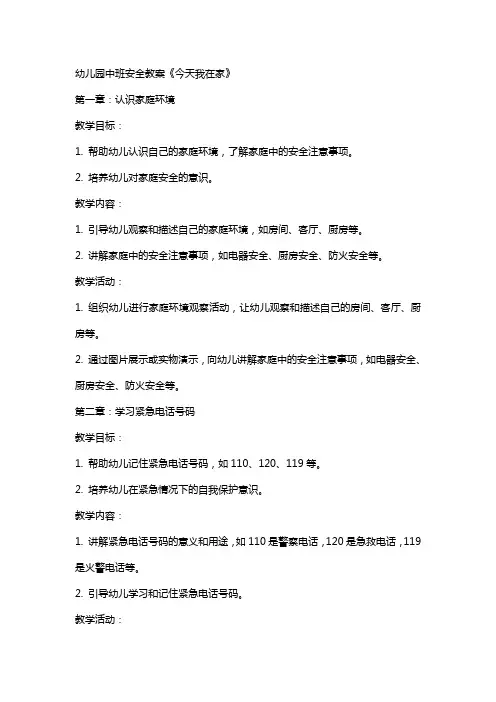 幼儿园中班安全教案《今天我在家》