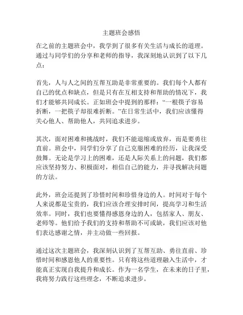 主题班会感悟