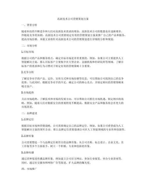 高新技术公司营销策划方案