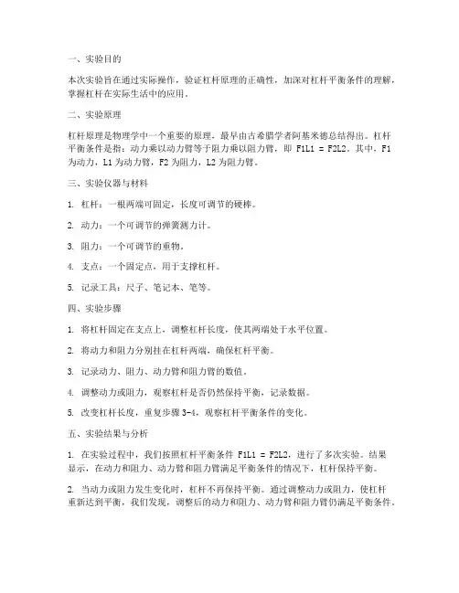 杠杆原理实验报告总结