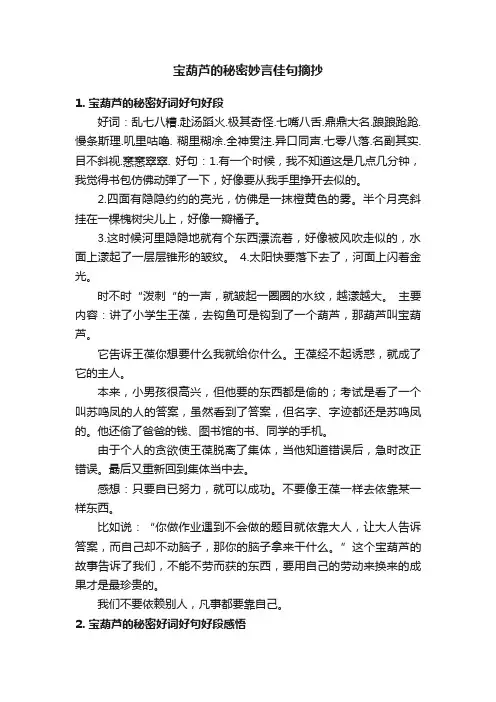 宝葫芦的秘密妙言佳句摘抄